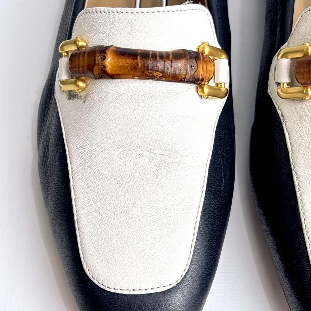 美品 GUCCI グッチ バンブー フラットシューズ ラムレザー 24.5㎝