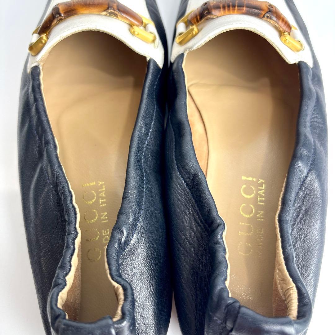 美品 GUCCI グッチ バンブー フラットシューズ ラムレザー 24.5㎝