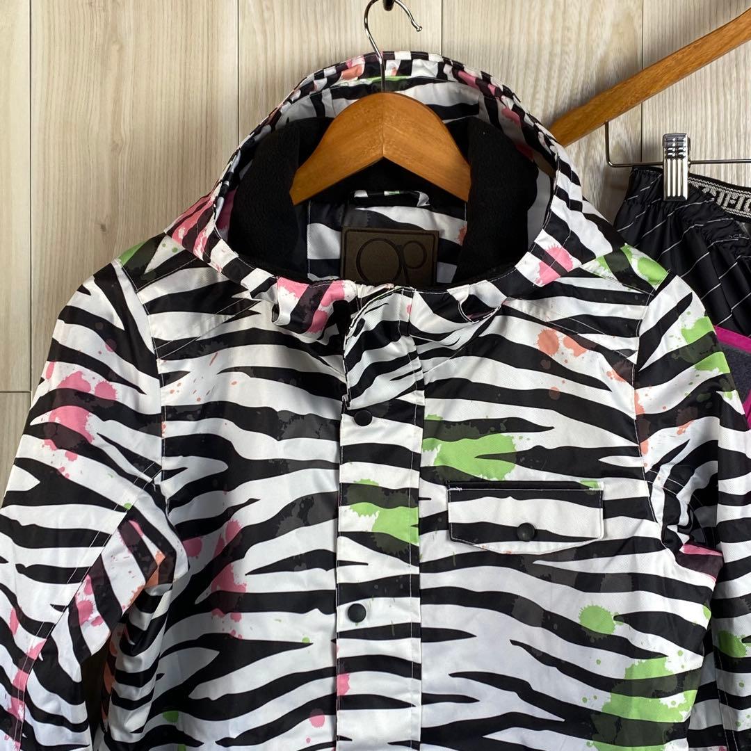 OP ゼブラ柄 スノーボードウェア セット M/L