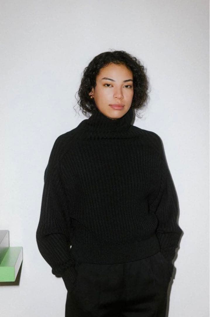 everyone 初期リブタートルネック ニット 黒 Lサイズ