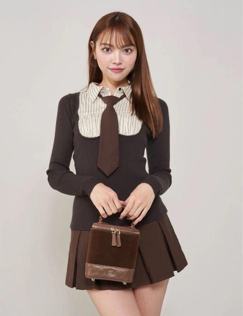 Darichシャツドッキングニットミニワンピース ブラウンFL - メルカリ