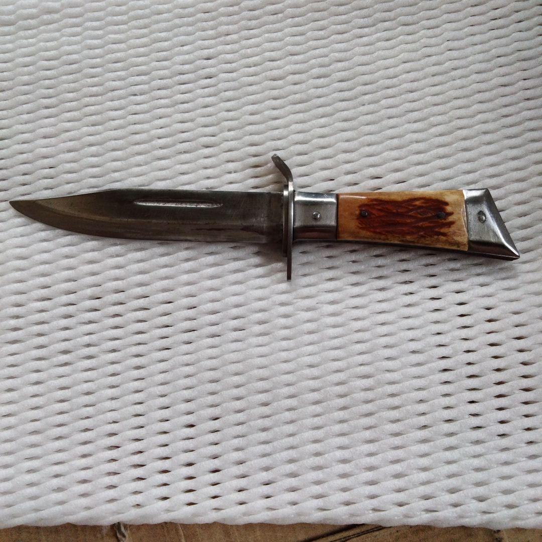 登山ナイフ。鹿の角の持ち手?5ミリ厚の刃。