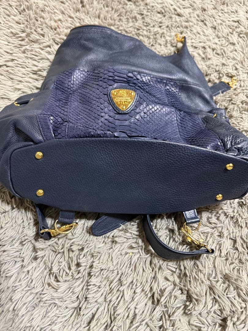 ATAO ネイビー レザー リュック