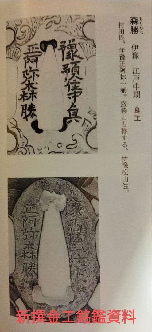 鉄地大鍔　鐔　(豫州松山住正阿弥森勝　斜線小透かし図)　江戸中期　箱付き
