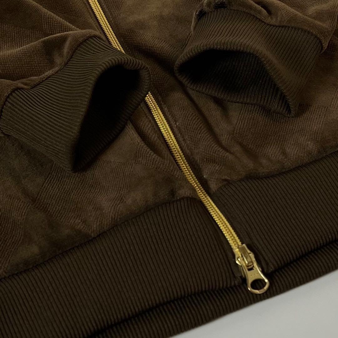 FRED PERRY トラックジャケット　ベロア　アーガイル　刺繍ロゴ　金ロゴ