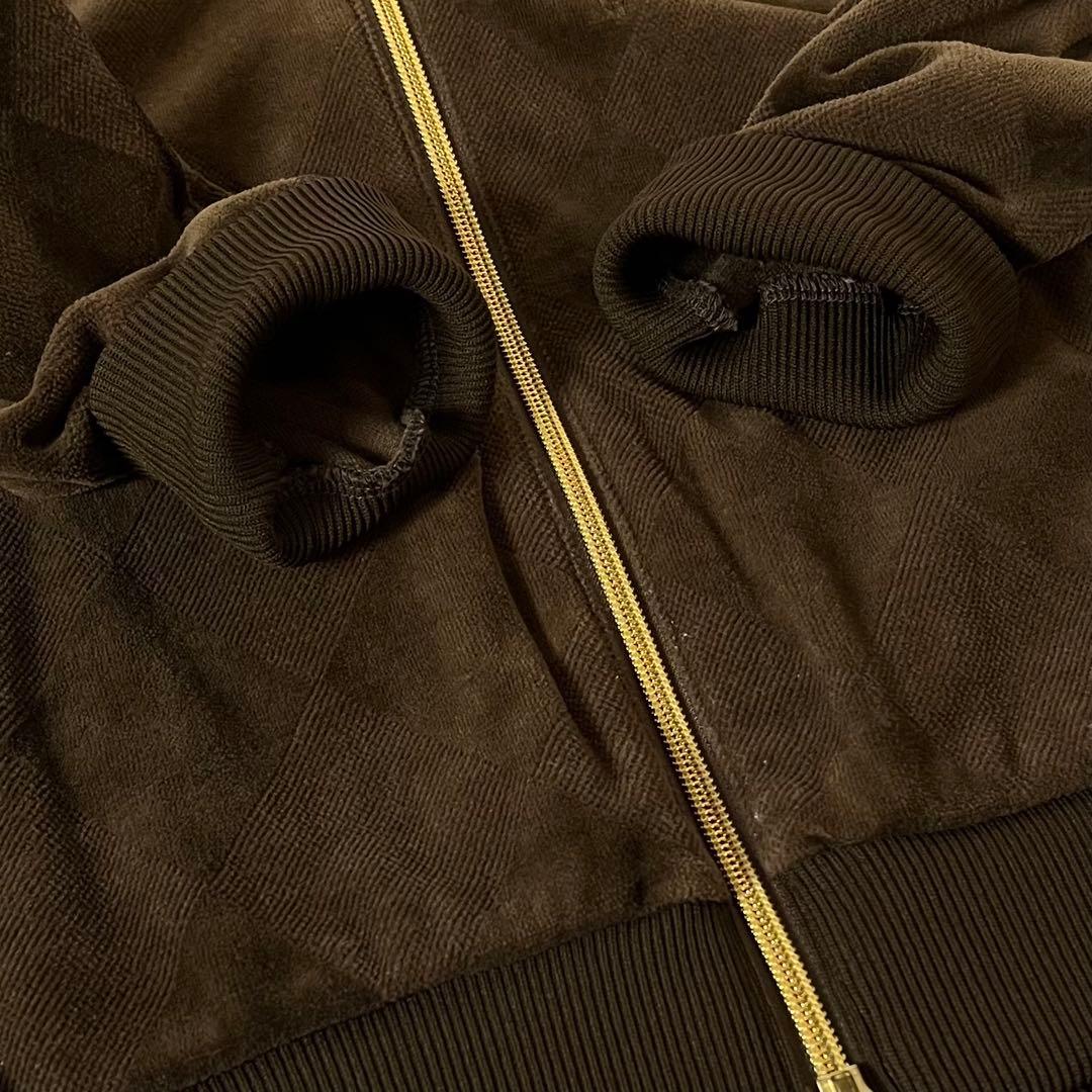 FRED PERRY トラックジャケット　ベロア　アーガイル　刺繍ロゴ　金ロゴ