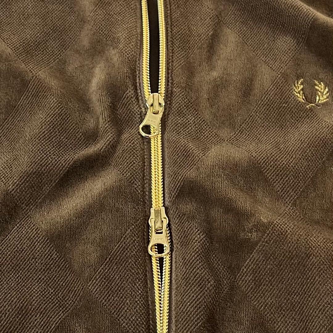 FRED PERRY トラックジャケット　ベロア　アーガイル　刺繍ロゴ　金ロゴ