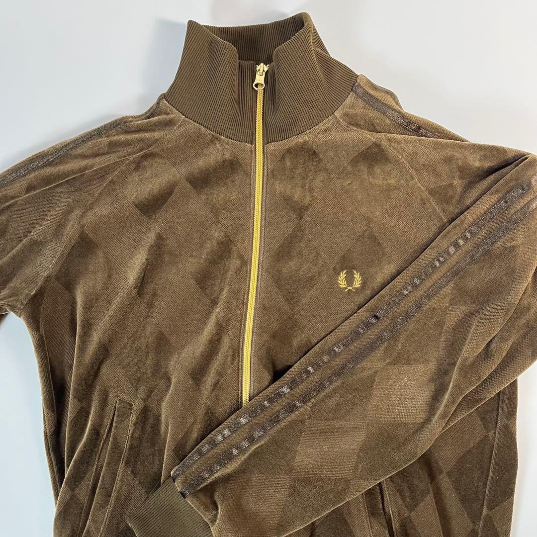 FRED PERRY トラックジャケット　ベロア　アーガイル　刺繍ロゴ　金ロゴ