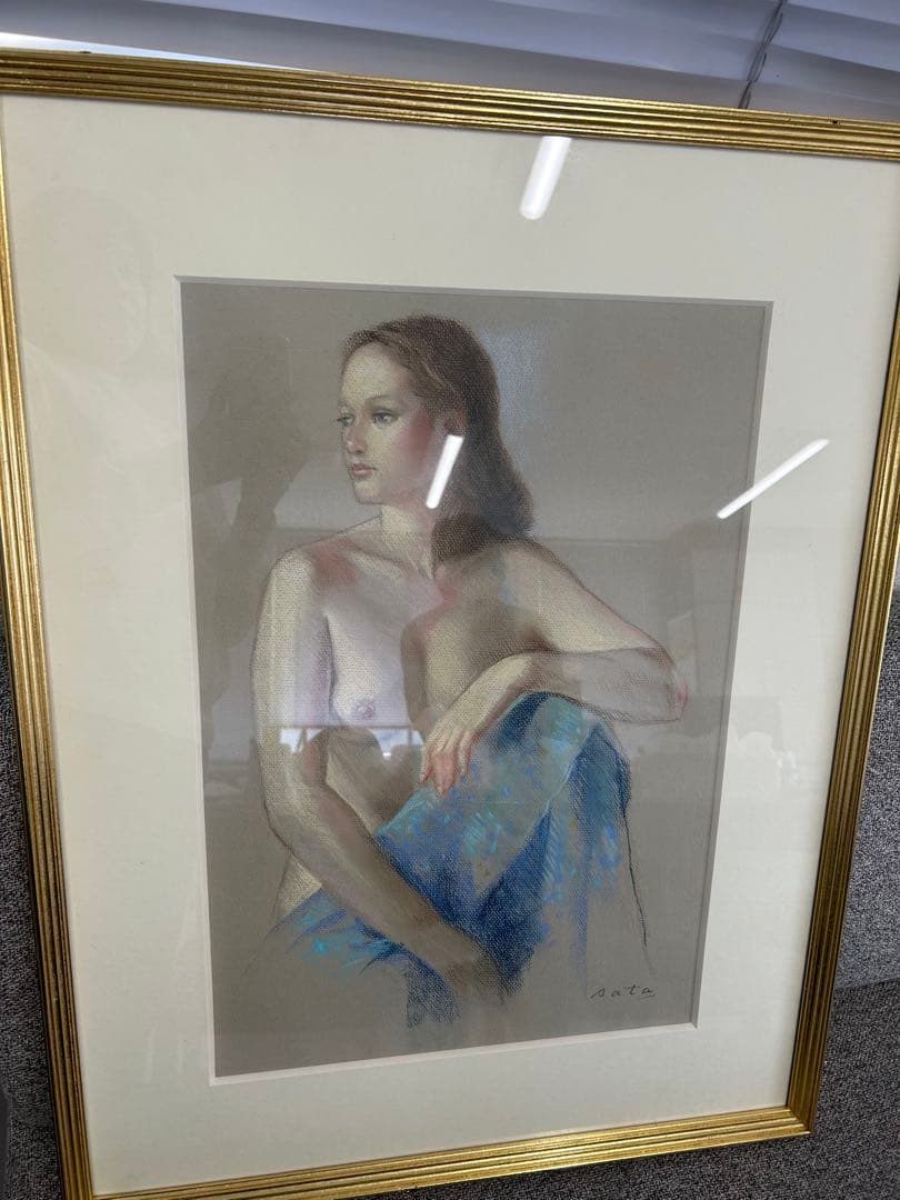 女性のヌードパステル画 裸婦 sata