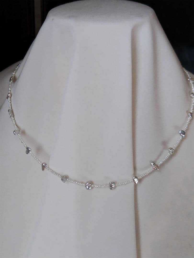 白蝶真珠ケシパール、あこや砂芥子パールの、オメガ風ネックレス