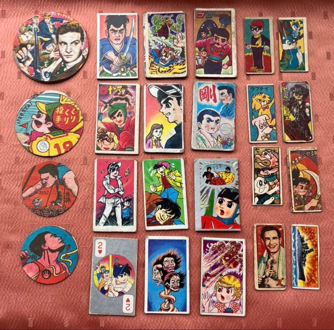 昭和レトロ〉メンコいろいろ 丸めんこ4枚角メンコ20枚 メンコ面子