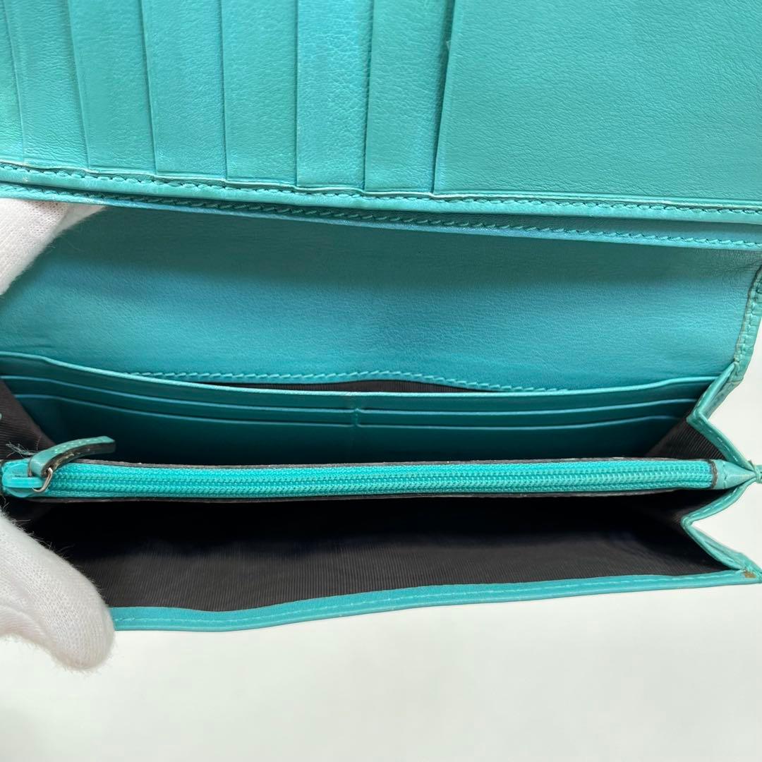 GUCCI 長財布 フラップウォレット マイクロGG レザー エメラルドグリーン