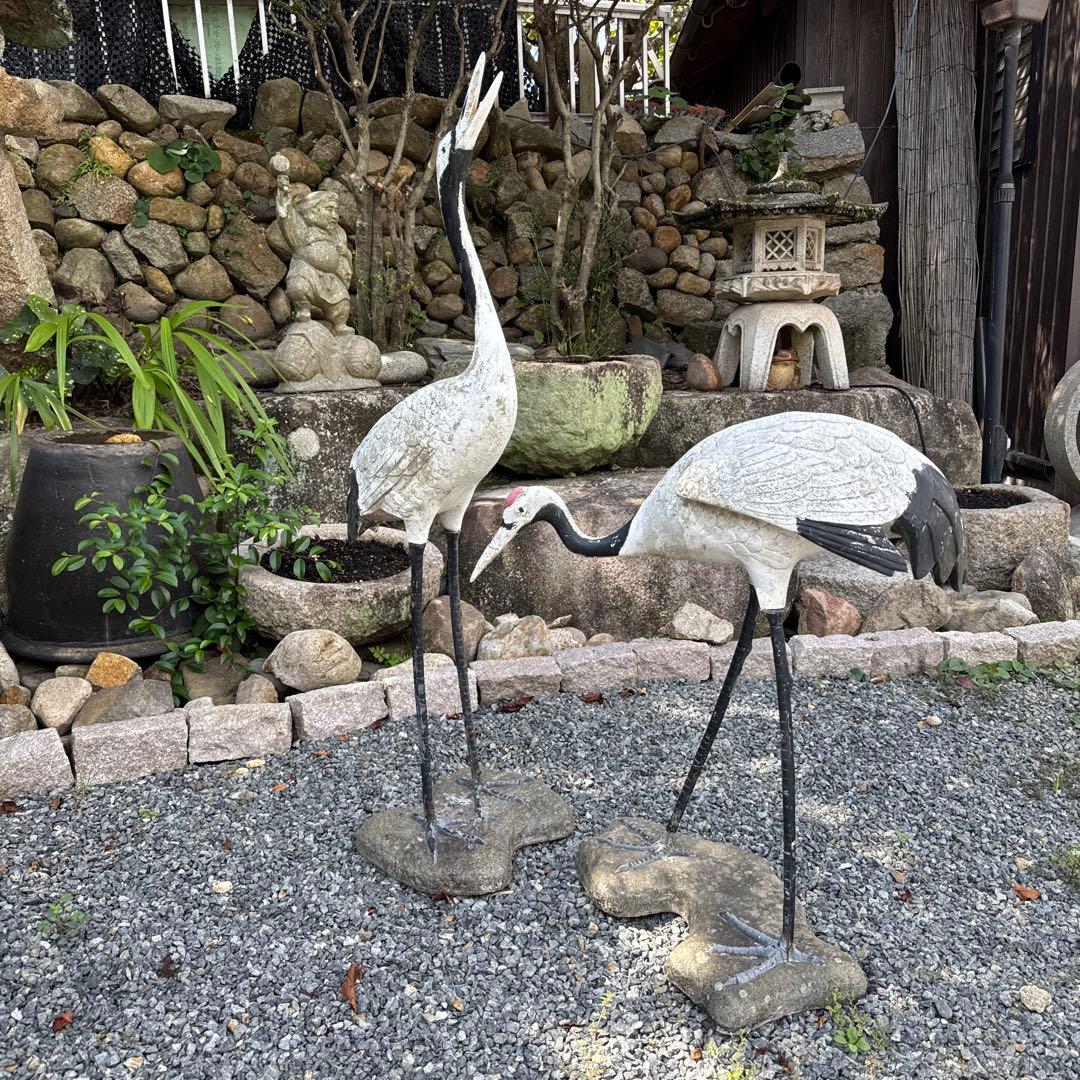鶴のオブジェ②　ガーデン　置物　開運‼️
