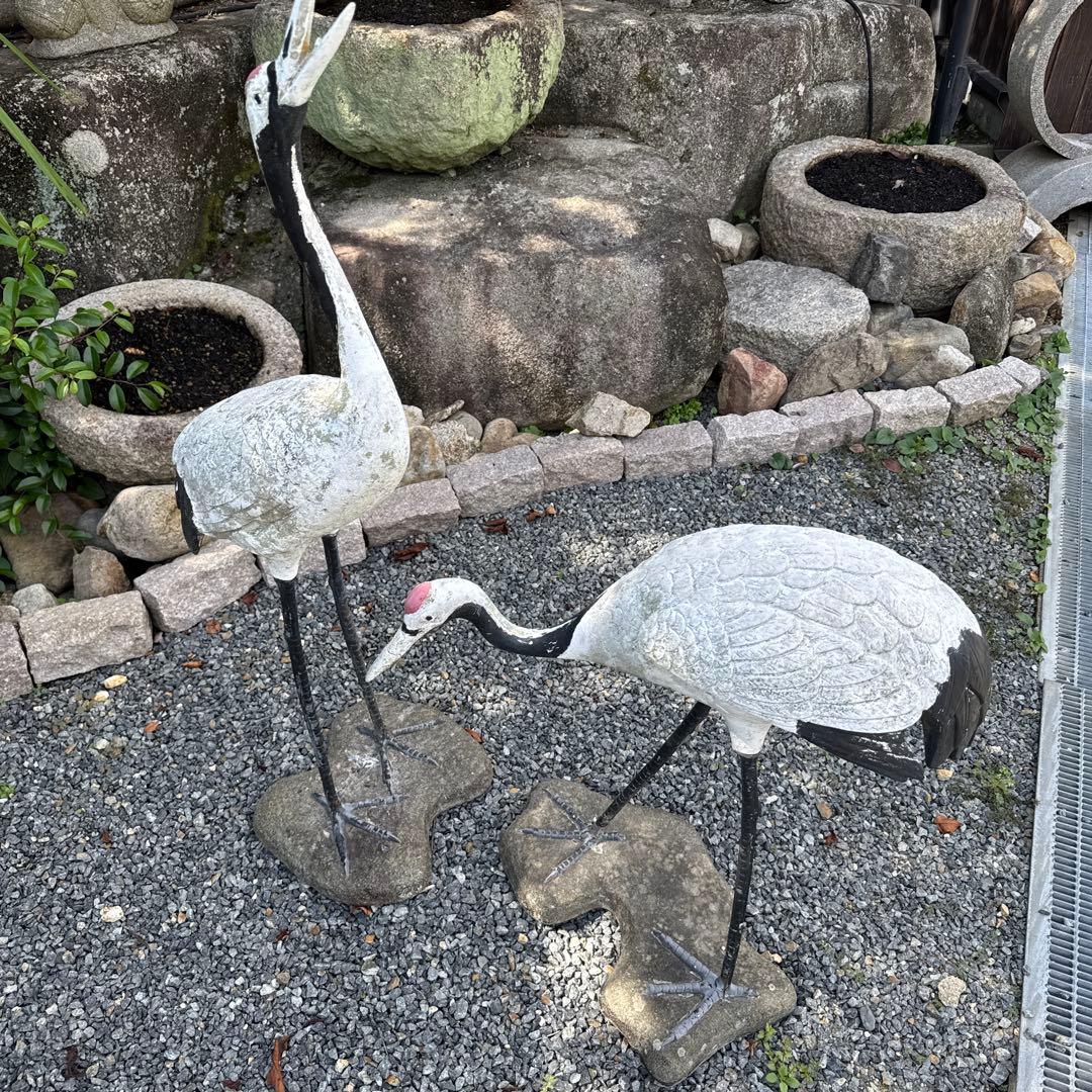鶴のオブジェ②　ガーデン　置物　開運‼️