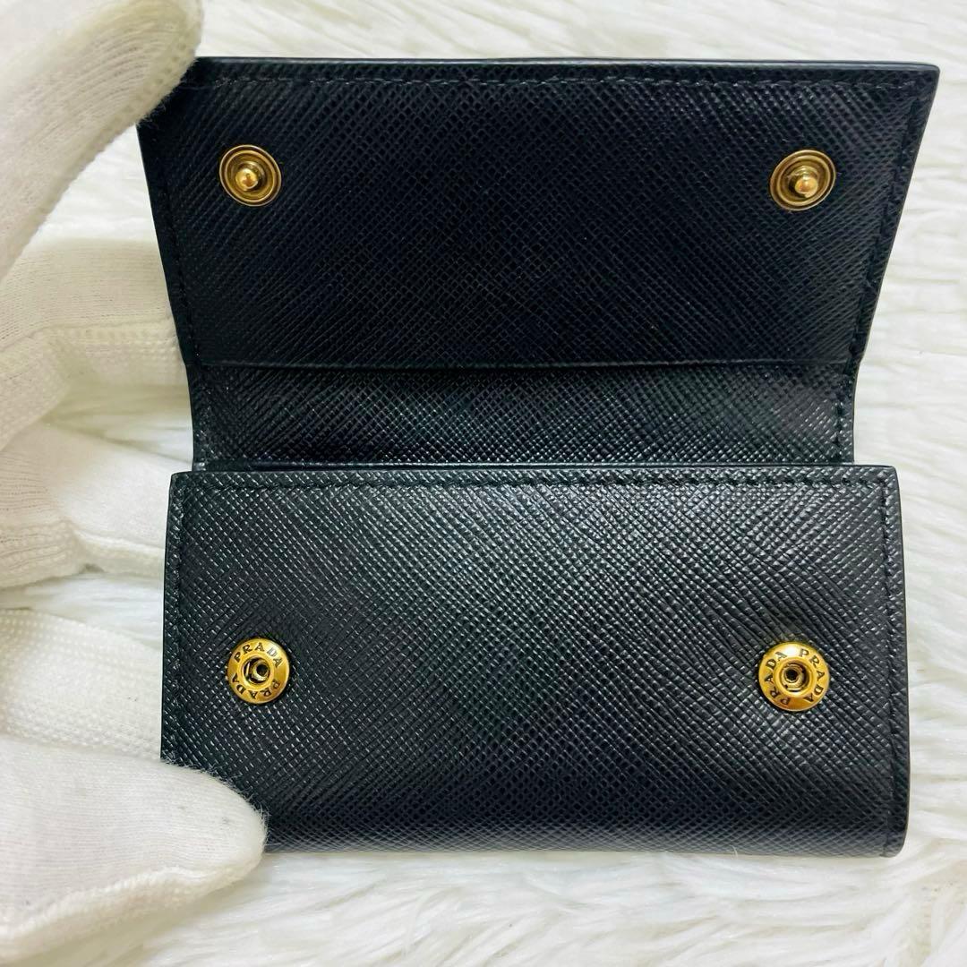 極美✨PRADA キーケース 6連 サフィアーノレザー ブラック