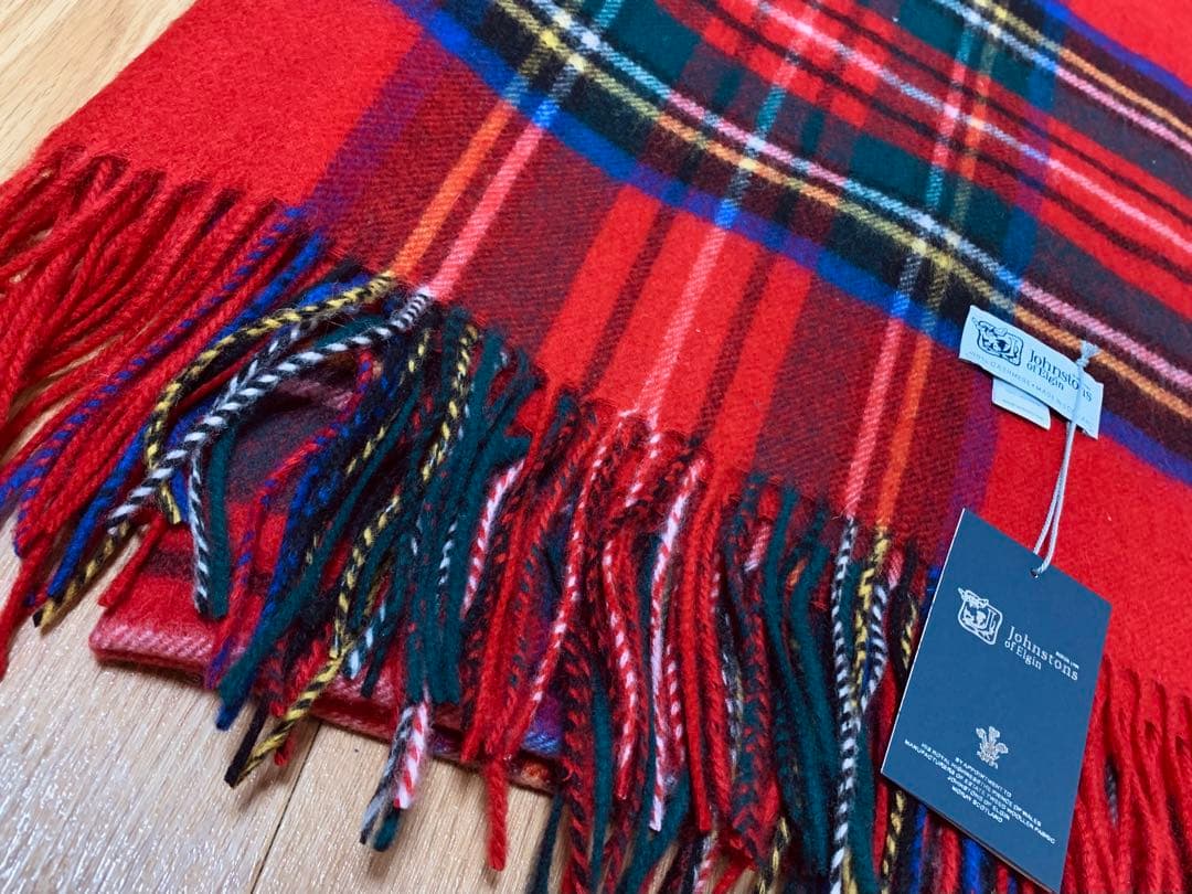 ジョンストンズ大判カシミヤ100％ ストール男女兼用マフラーロイヤル