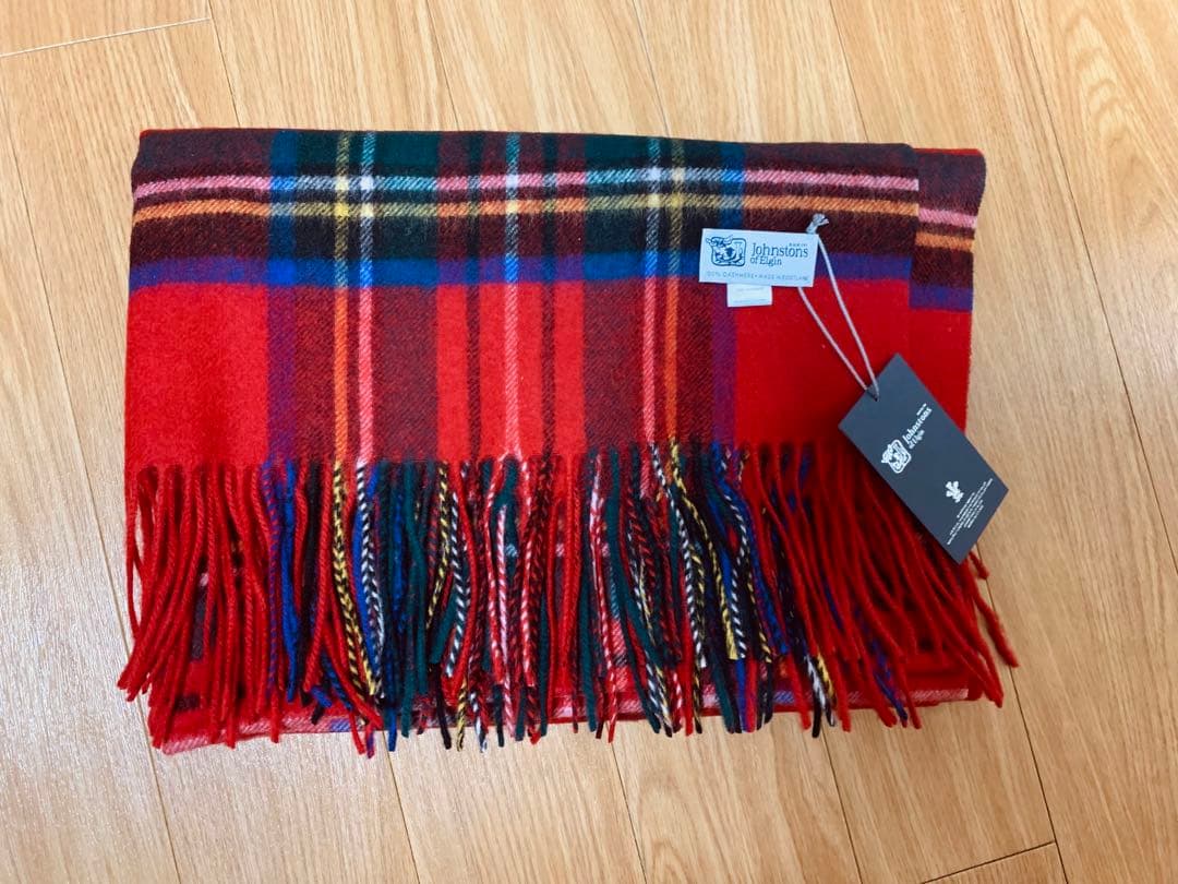 ジョンストンズ大判カシミヤ100％ ストール男女兼用マフラーロイヤル