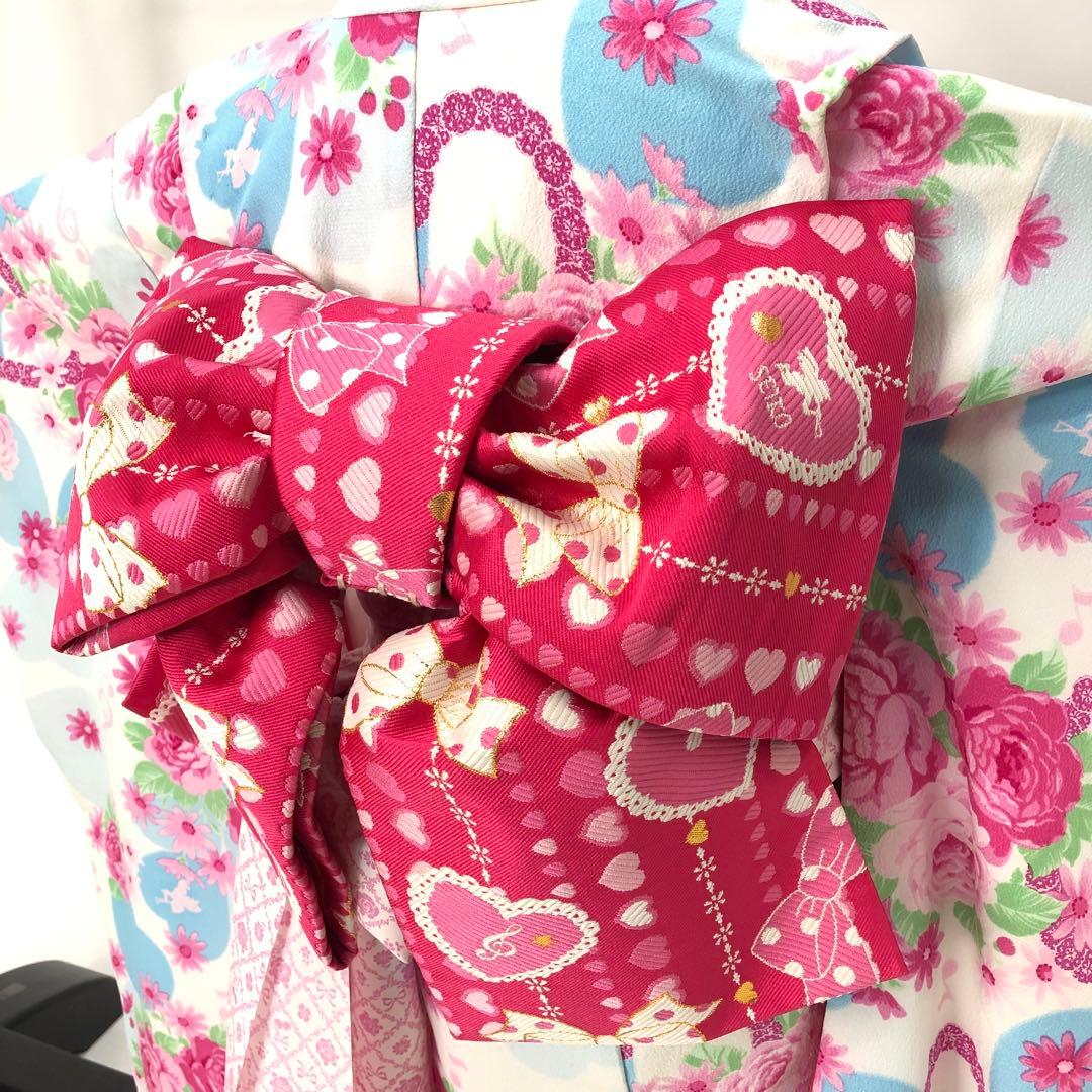 女児着物★七五三フルセット★ 四つ身★5歳 7歳★白　松田聖子　u-369