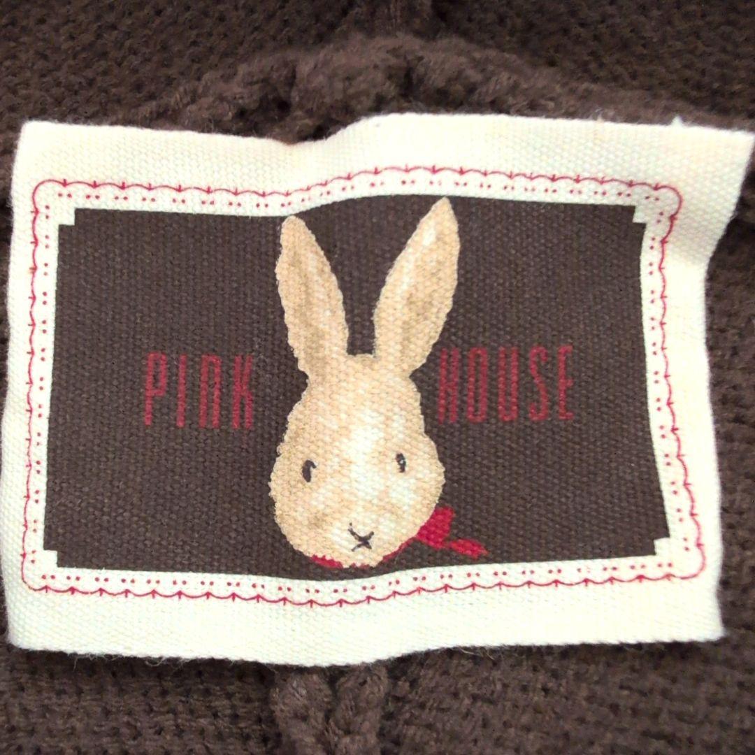 ピンクハウス ブラウン フリンジ ニット ポンチョ フード付き うさぎ