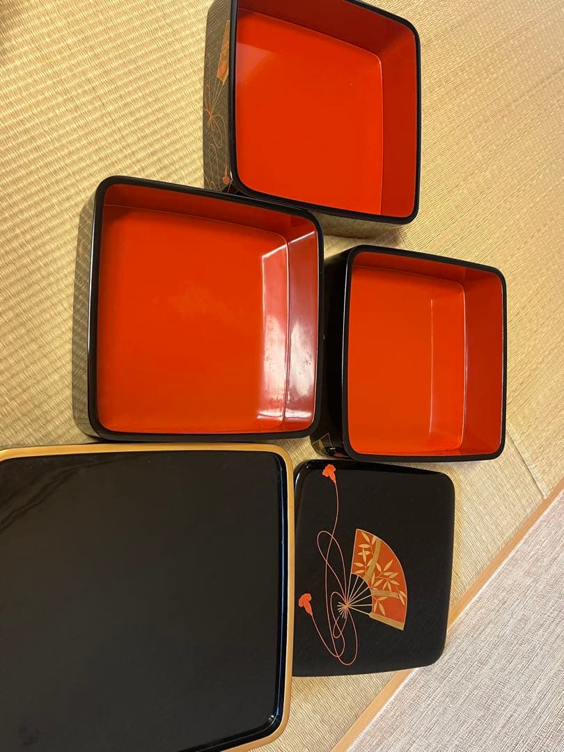 最終値下げ 三段重 輪島塗 扇面松竹梅 - メルカリ