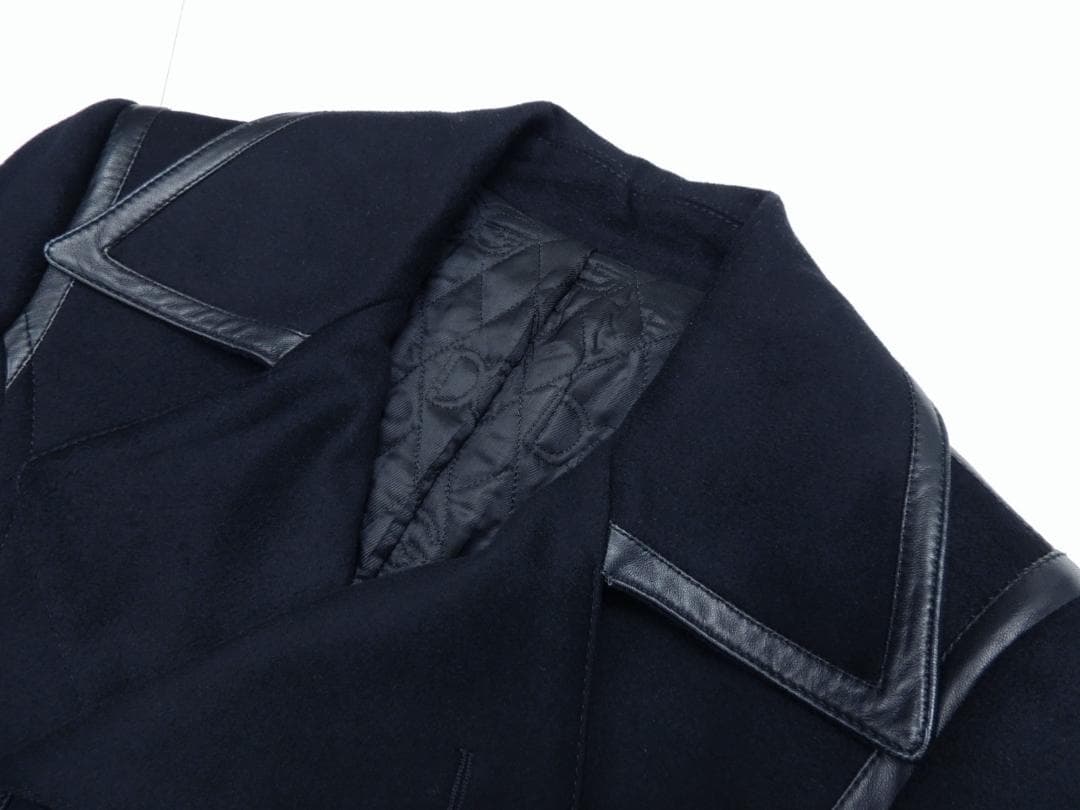 ドルチェ＆ガッバーナ ラムレザー羊革トリム 装飾 カシミヤ混 ウール P