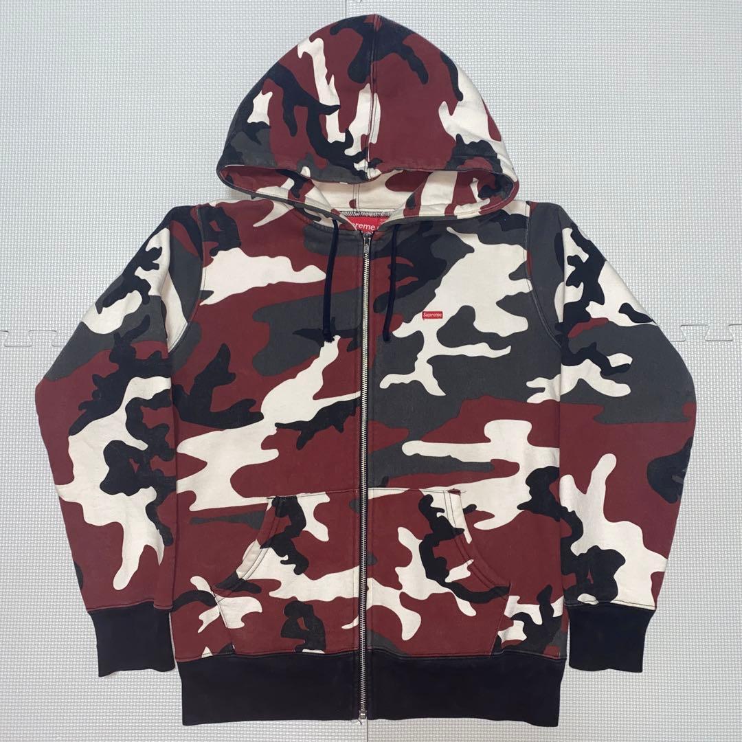 希少 Supreme スモールボックスロゴ ジップパーカー カモフラ 迷彩 S