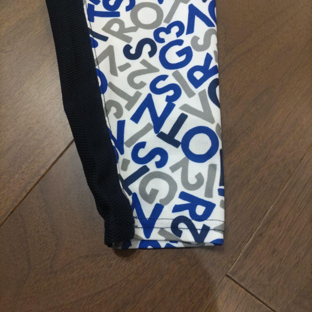 23区LLサイズゴルフウェア長袖シャツ 文字柄 ホワイト/ブルー/グレー