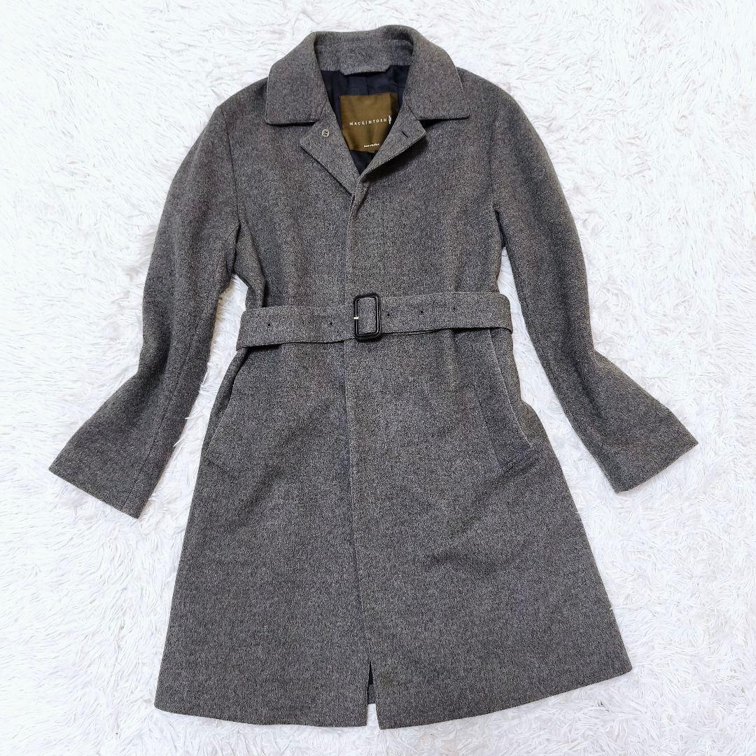 【美品】MACKINTOSH カシミヤ混 ベルテッドステンカラーコート 38