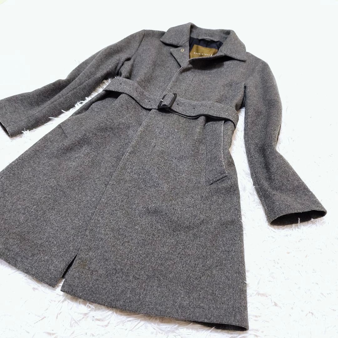 【美品】MACKINTOSH カシミヤ混 ベルテッドステンカラーコート 38
