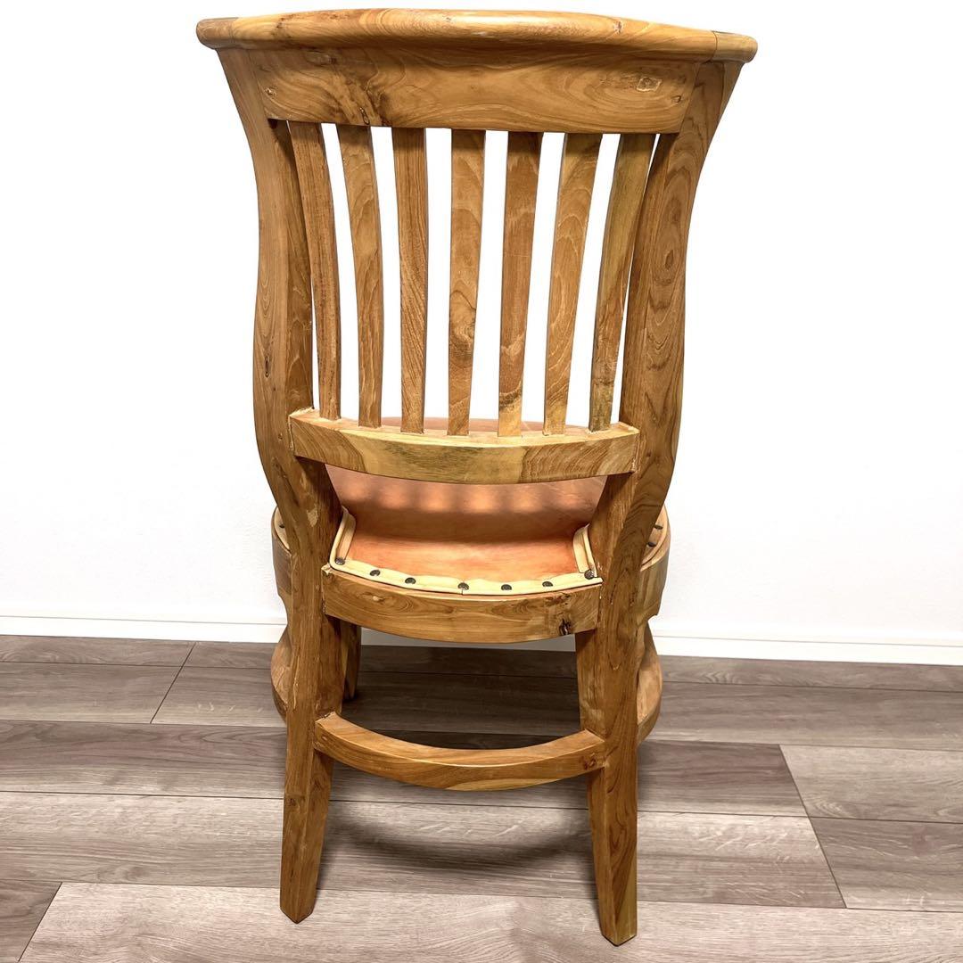 TEAK & LEATHER DINIG CHAIR①