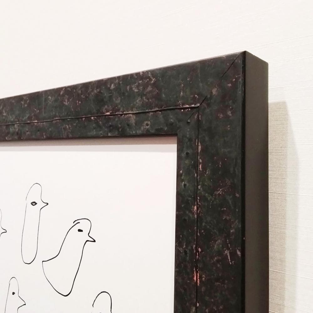 内野隆文 とりのマーチ 鳥 ドローイング イラスト 絵画 現代美術 額縁 真作