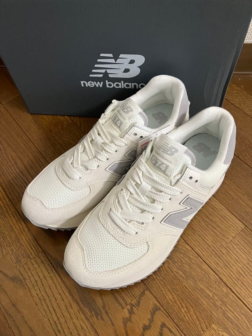 24.5cm ニューバランスWL574 オフホワイトカラー 厚底スニーカー
