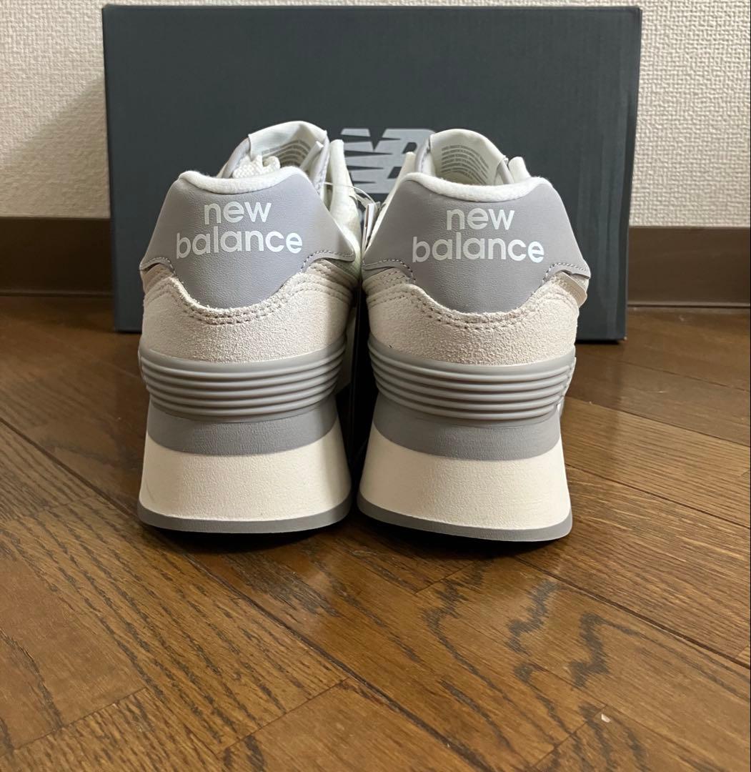 24.5cm ニューバランスWL574 オフホワイトカラー 厚底スニーカー