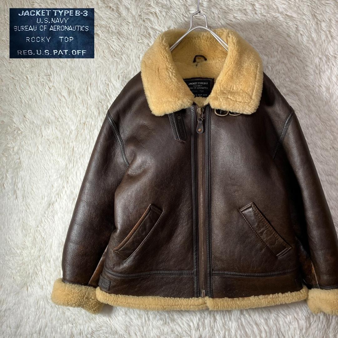 極美品 リアルムートン B-3 レザー フライトジャケット ボア 羊革 40