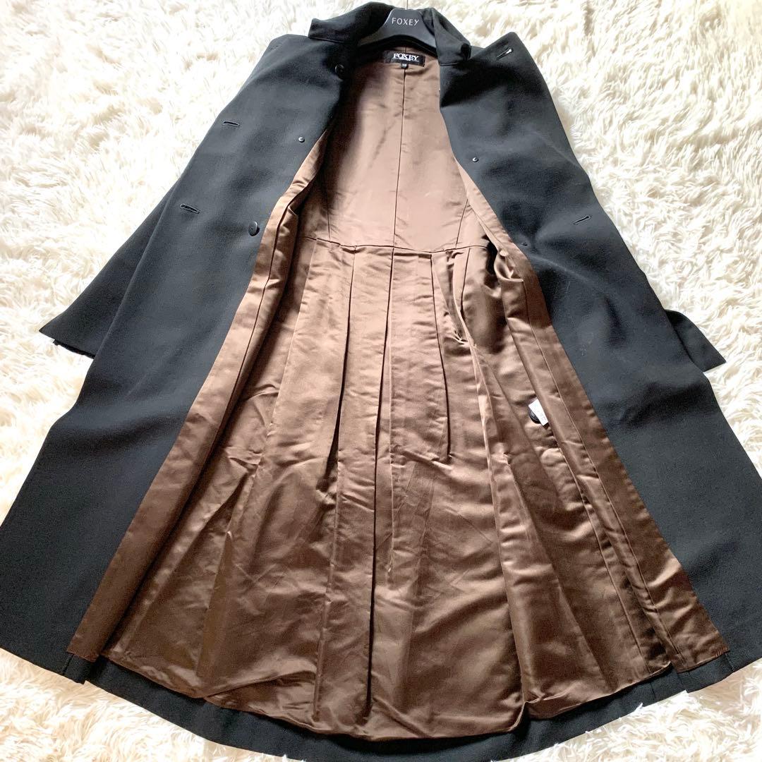 未使用級✨フォクシー フォーマル ウール ロングコート 袖スリット バックタック