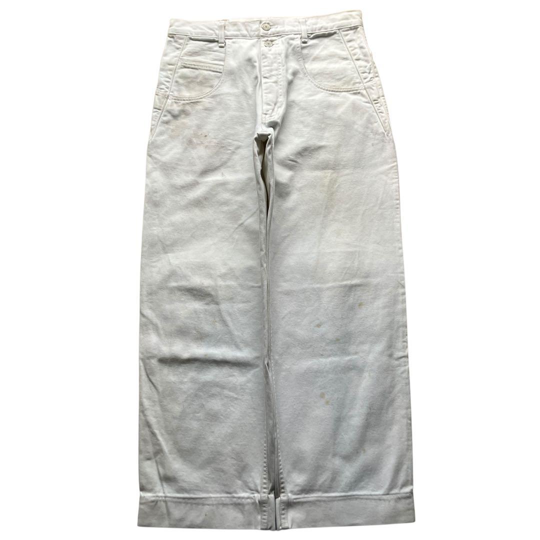 極太90s carhartt バギーホワイトデニム ワンポイント刺繍ヘビーオンス