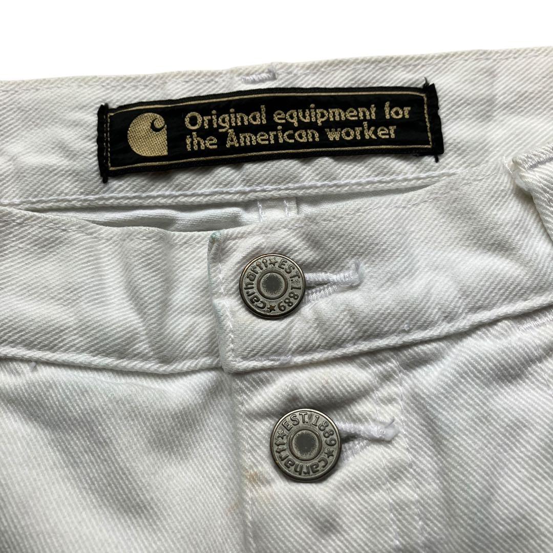 極太90s carhartt バギーホワイトデニム ワンポイント刺繍ヘビーオンス
