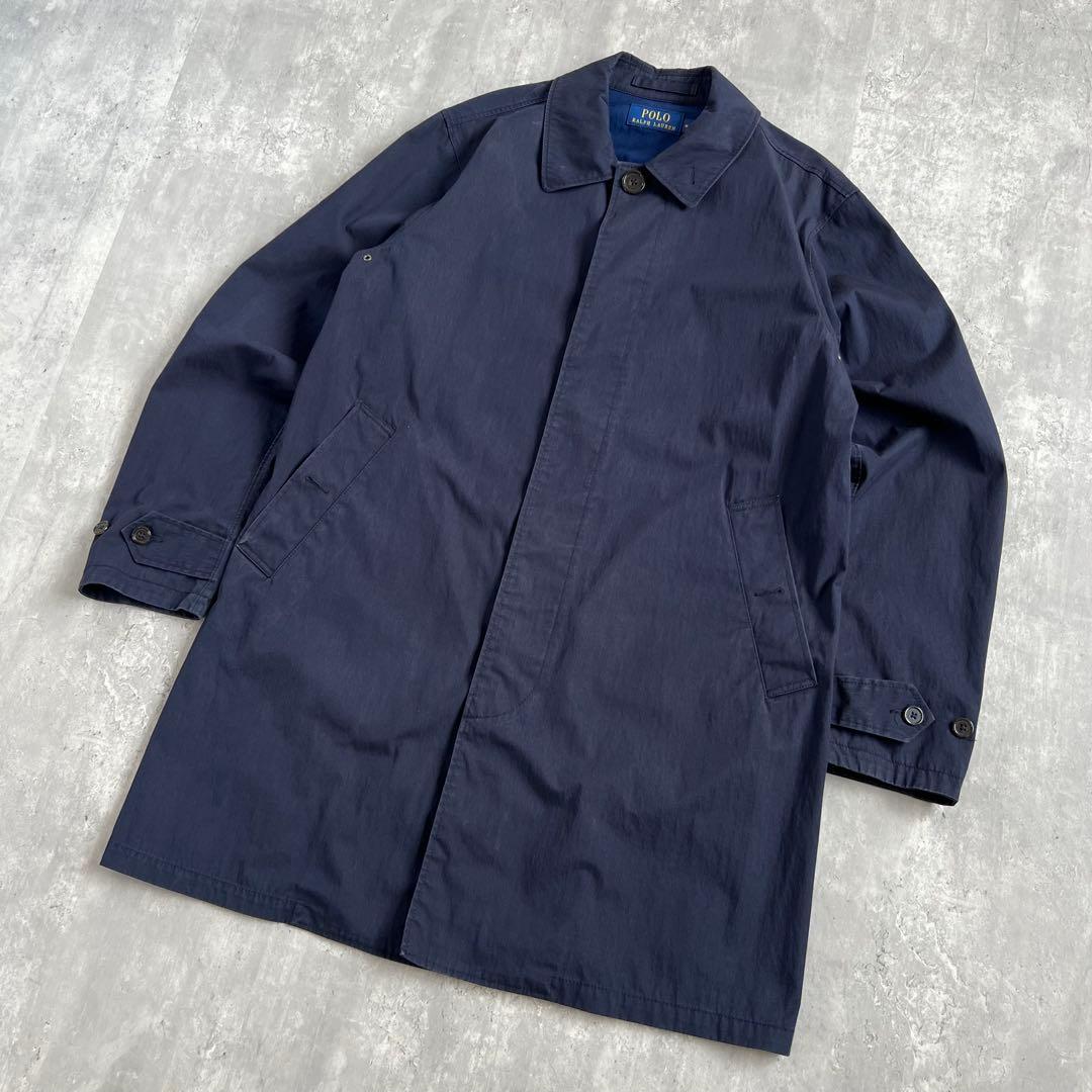 ポロラルフローレン　現行タグ　ステンカラーコート　ネイビー　綿×ナイロン　M