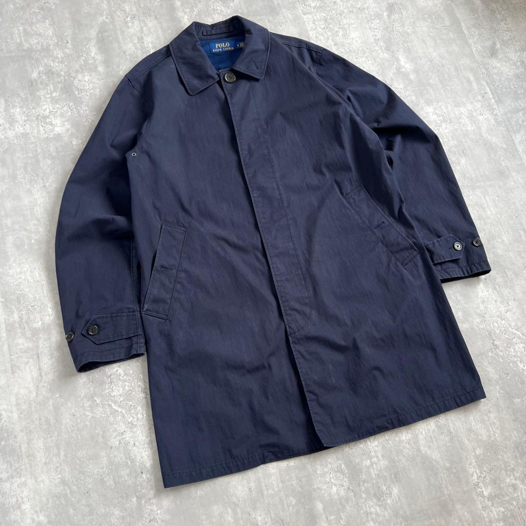ポロラルフローレン　現行タグ　ステンカラーコート　ネイビー　綿×ナイロン　M