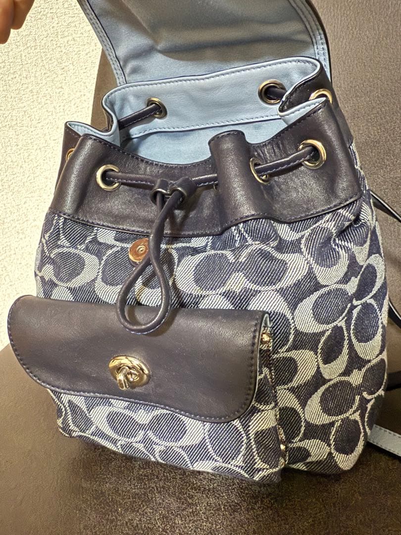 24時間以内発送　COACH デニムリュック ネイビー バックパック