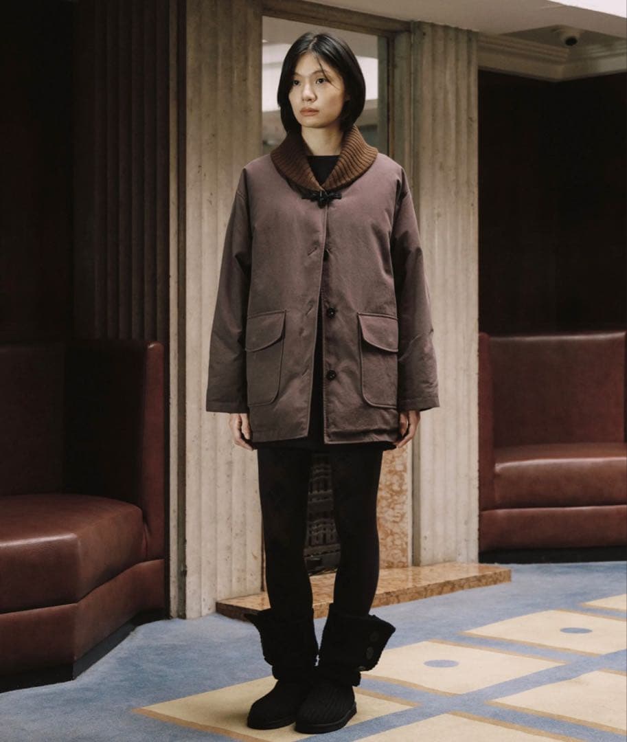 ジャケット・アウター OHESHIO KNIT SHAWL COLLAR JACKET BROWN