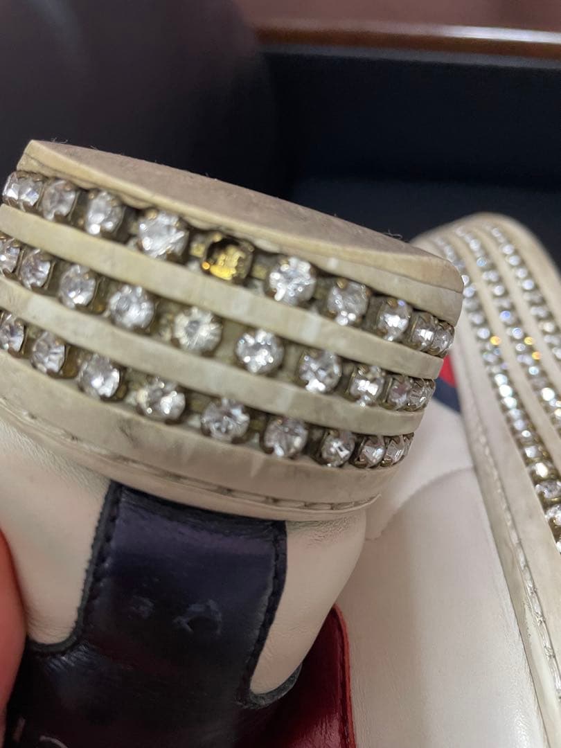 GUCCI グッチ ホワイト スニーカー 厚底 ビジュー キラキラ 35.5 白