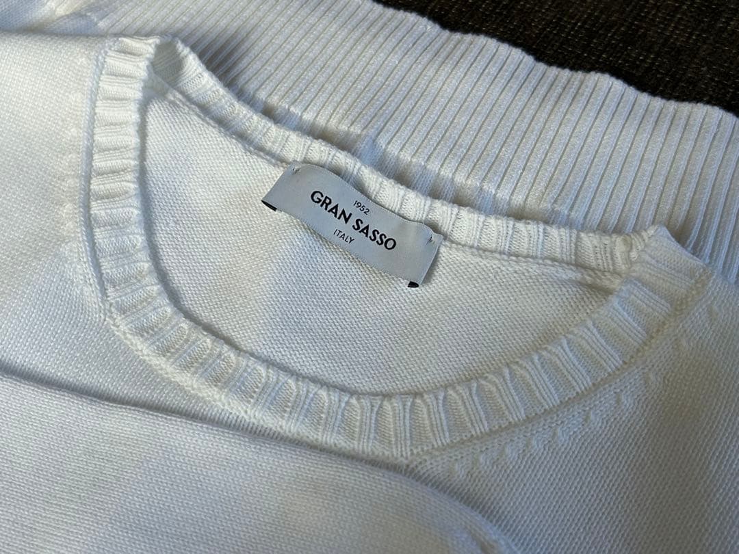 GRAN SASSO 8ゲージソフトコットンクルーネックニット グランサッソ