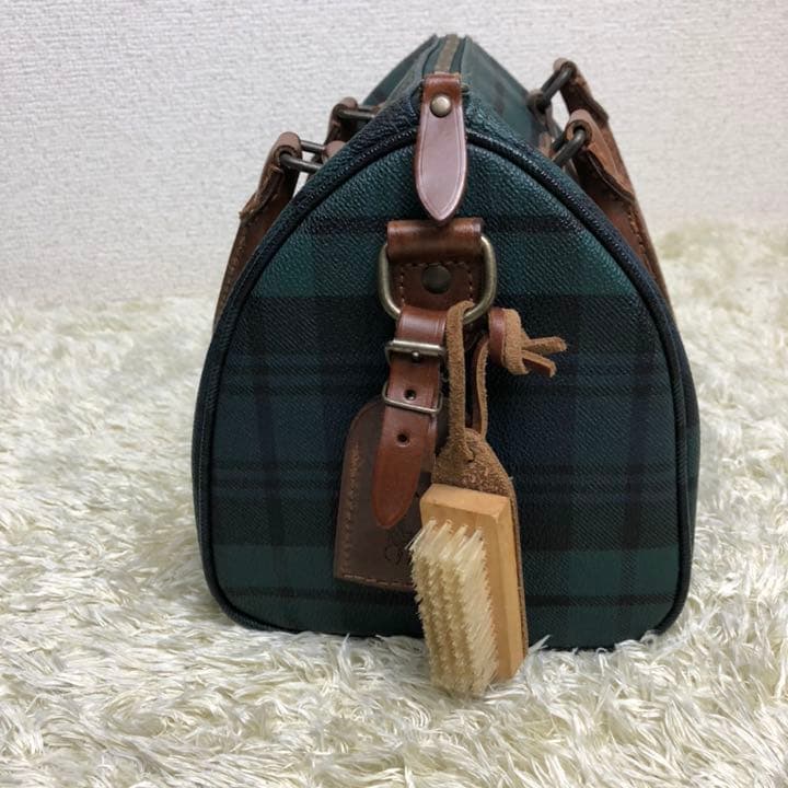 極美品】ラルフローレン ボストンバッグ グリーン 緑 チェック PVC