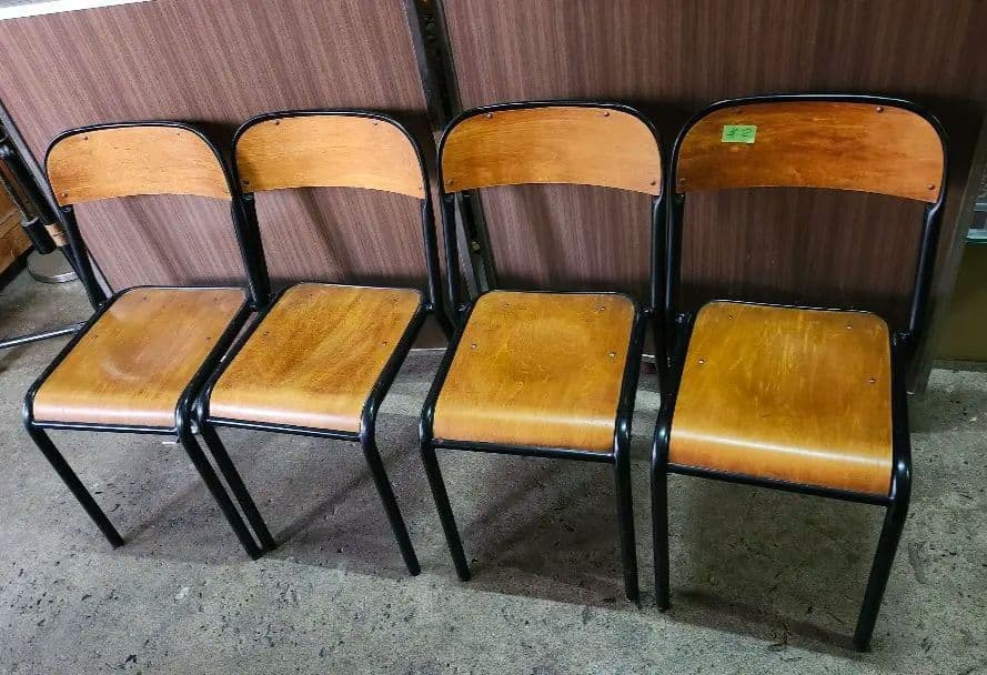 関家具　クラッシュゲート　スタッキング　4脚セット　ヴィンテージ加工　#2