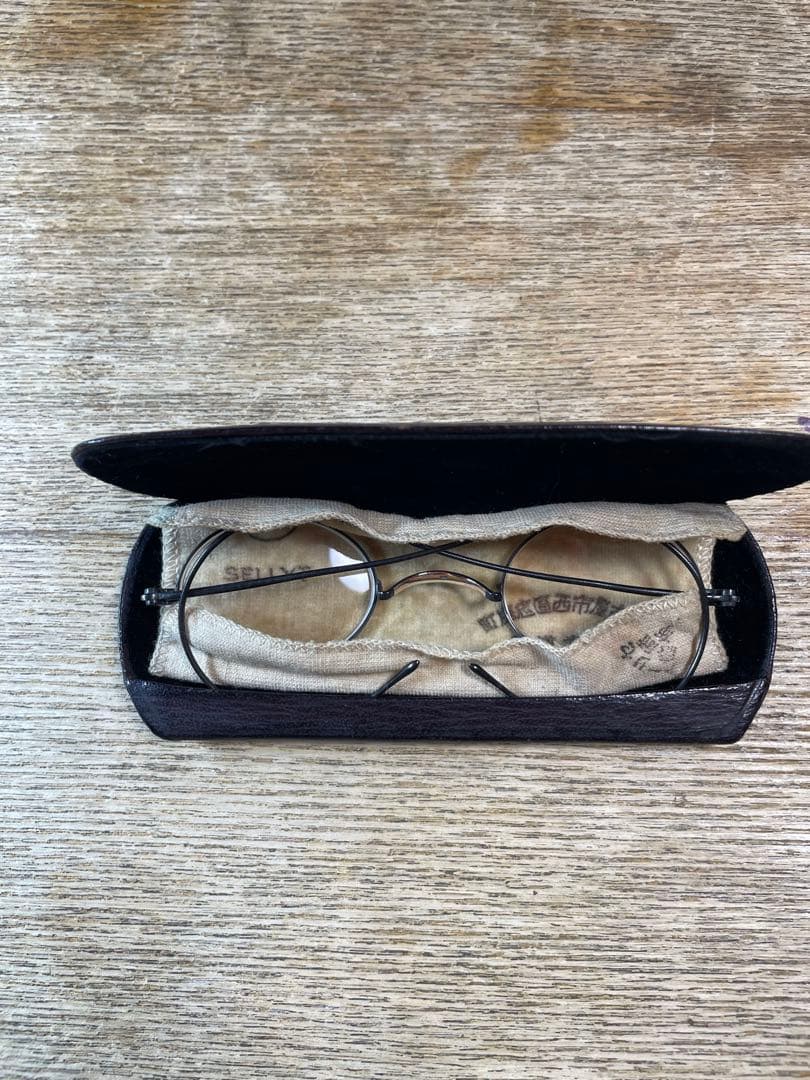 昭和初期 高級アンティーク丸眼鏡 河内屋 K10鼻あて ケース付