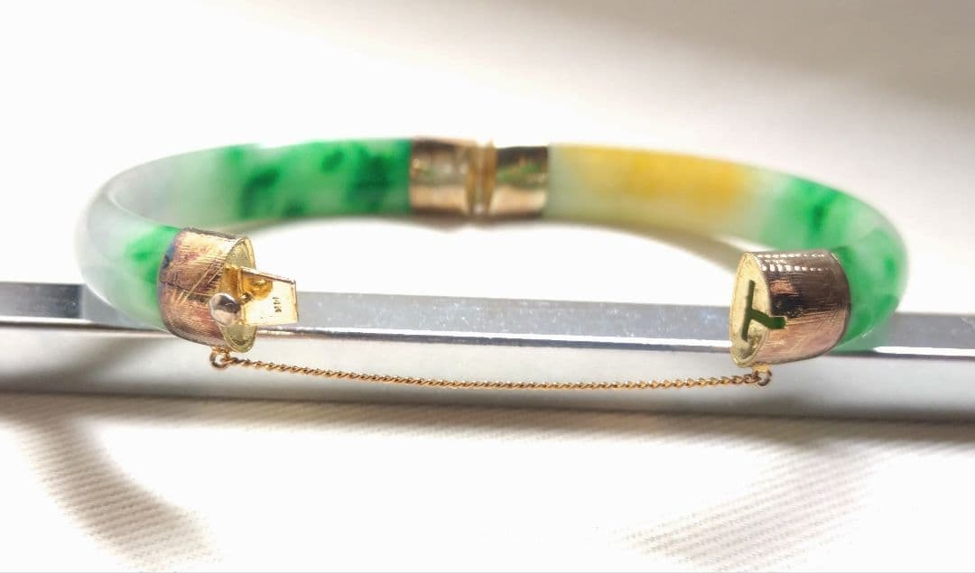 ジ*ー様 開閉式バングル チェーン付き 14Kゴールド 開閉式バングル ジ