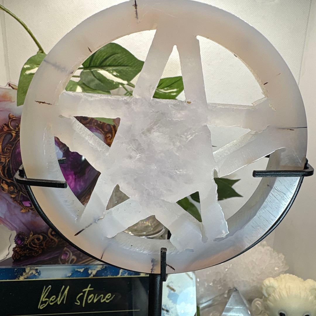 ホワイトアゲート♡♡五芒星♡デンドリ入り♡No.1768