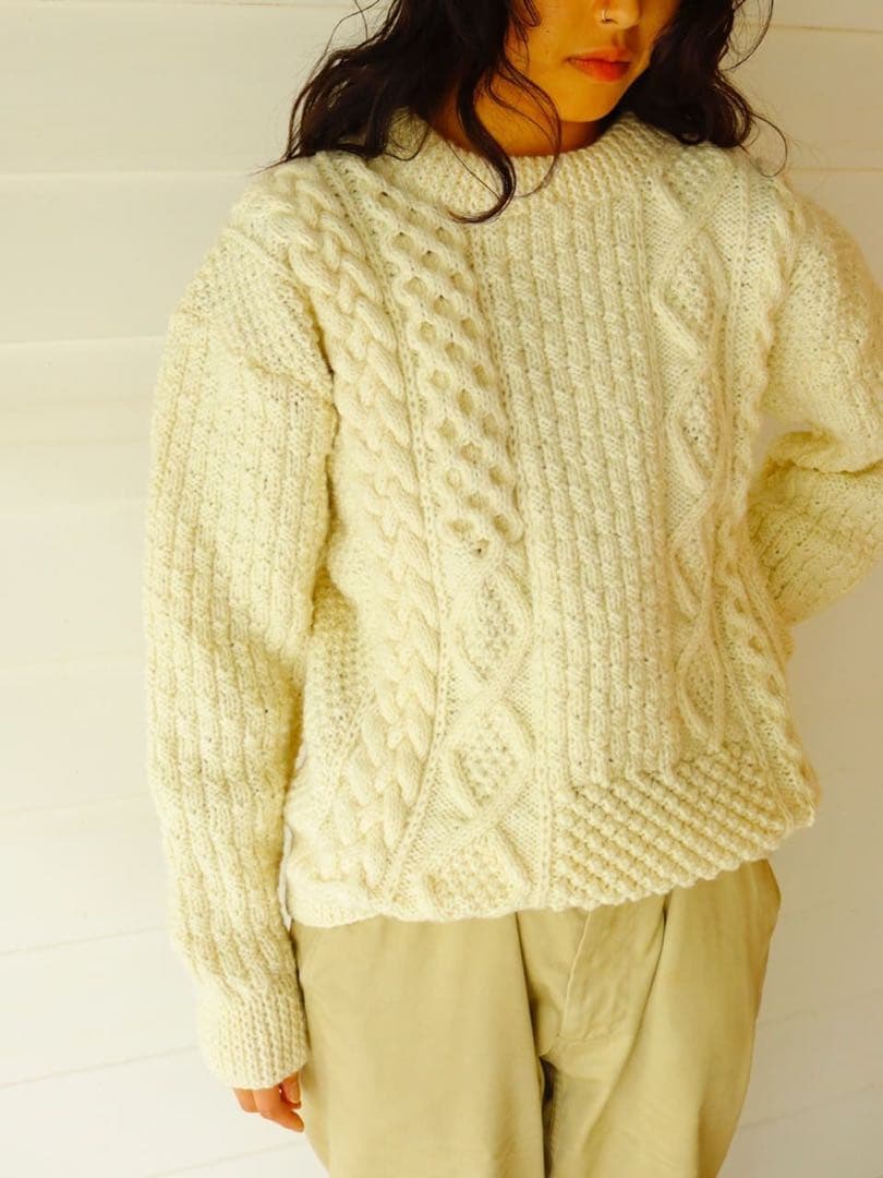 別注 ナナミカ アテナデザイン ケーブルニット フィッシャーマン アラン ウール