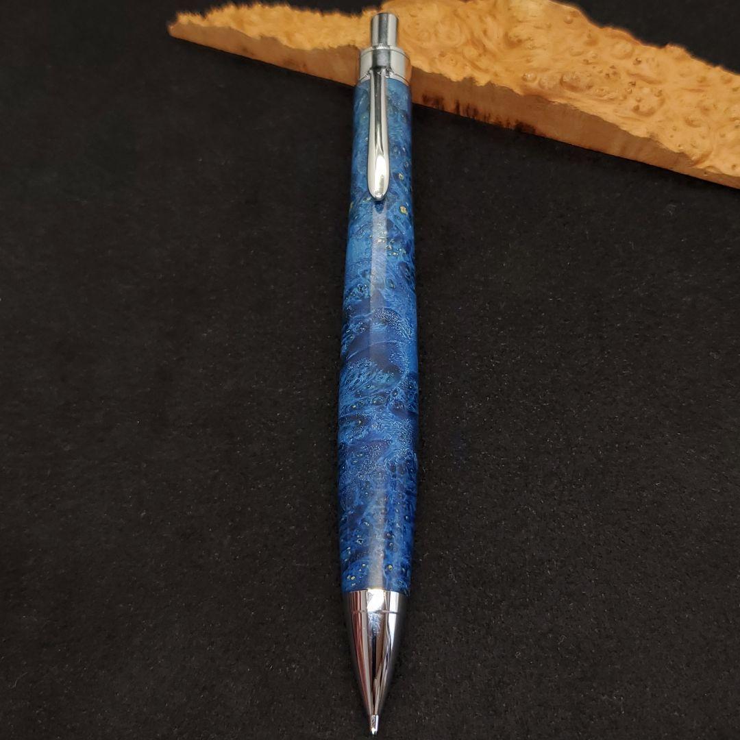 25Bハンドメイド木軸シャーペンスタビライズドウッド青 - メルカリ